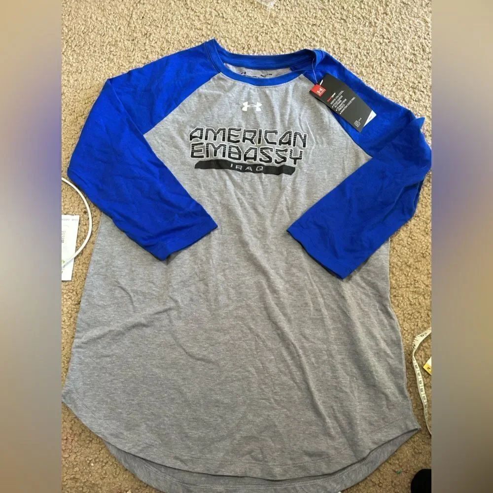 Under Armour American Embassy Iraq Baseball Tshirt NWT
